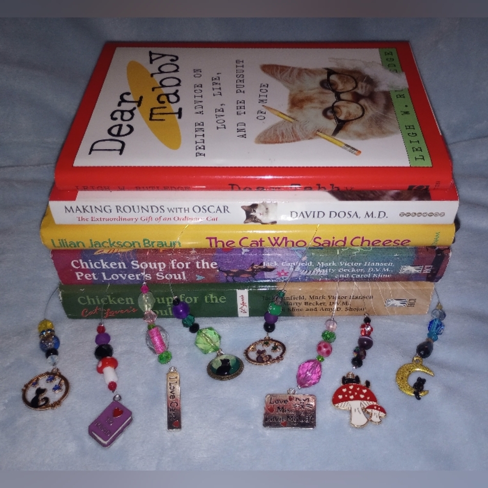 5 Cat Books Chicken Soup for the Cat Lovers Soul Beaded Bookmarker Rescue Pink